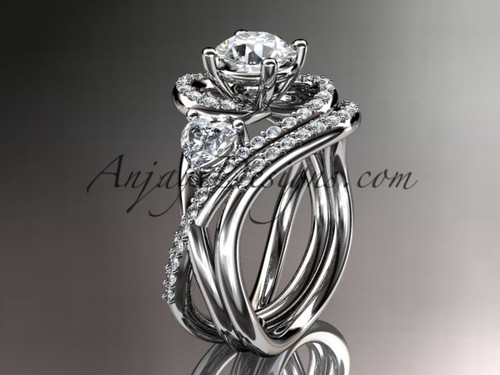 Vintage Milgrain & Filigree Accented Graduating Diamond Engagement Ring |  R1166W | Valina Engagement Rings